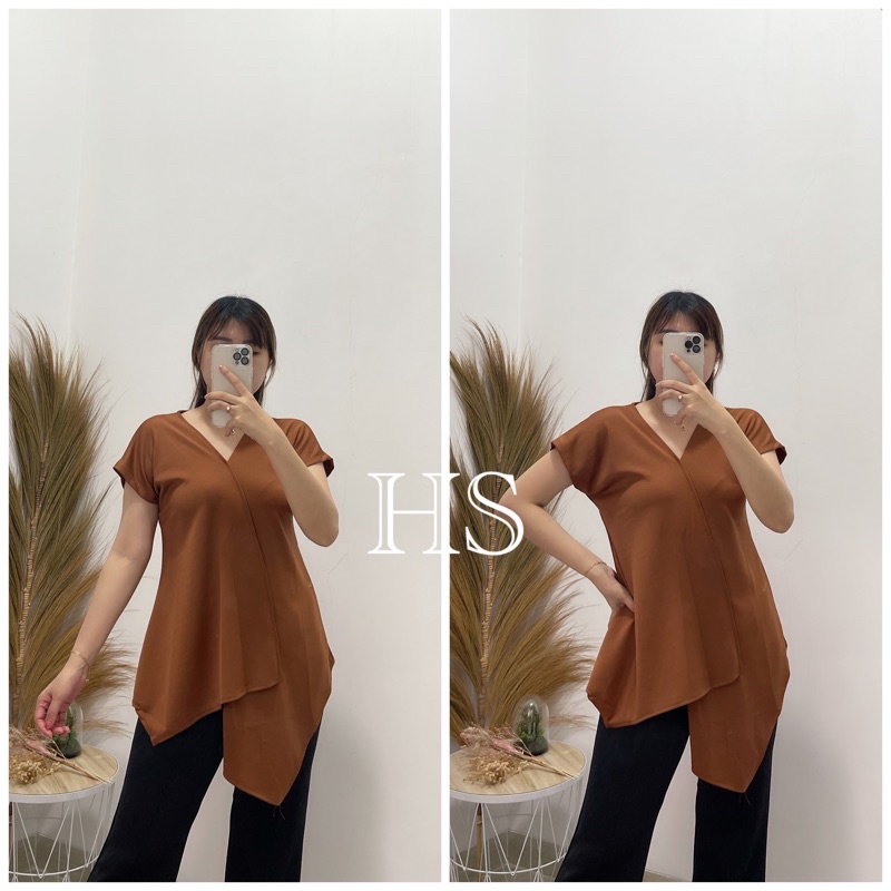 BLOUSE VALERIE SCUBA FIT XXL /SCUBA TEBAL/BLOUSE SCUBA HALUS OVERSIZE-Mocca