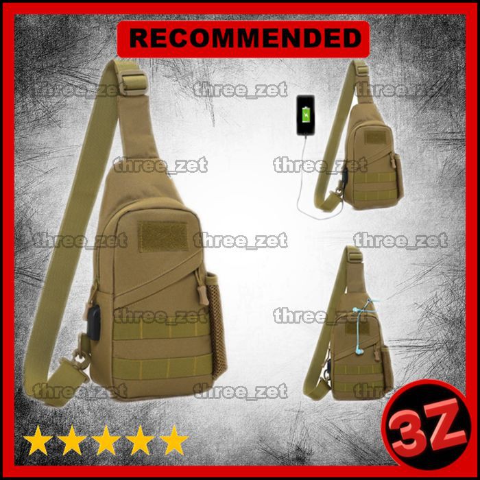 3Z046 TAS SELEMPANG PRIA TACTICAL USB WAIST SLING BAG WAISTBAG MURAH