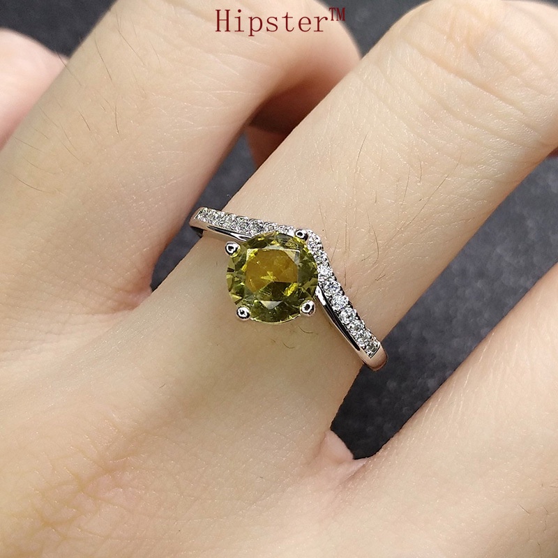 New Affordable Luxury Fashion Elegant White Diamond Citrine Ring