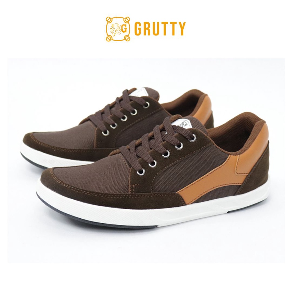 Grutty Sepatu Sneakers Cokie Pria Kasual Trendy Terbaru Original Pria Nyaman Dipakai Warna Coklat Kombinasi