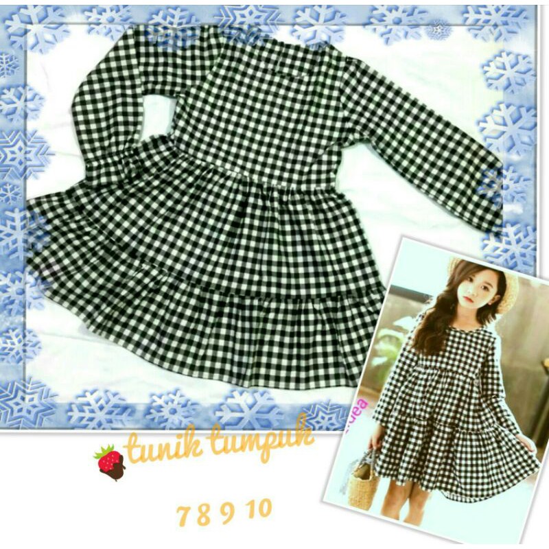 tunik anak kotak model tumpuk
