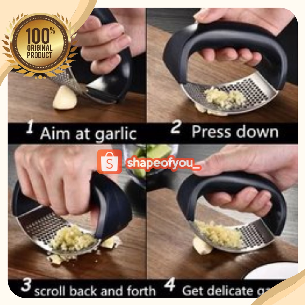 Pencacah Bawang Putih Alat Cacah Bawang Premium Garlic Press Crusher Hand Held Stainless Steel Penghancur Cincang Bawang Putih Manual Alat Cacah Bawang Putih Jahe Kunyit Bumbu Dapur Mini