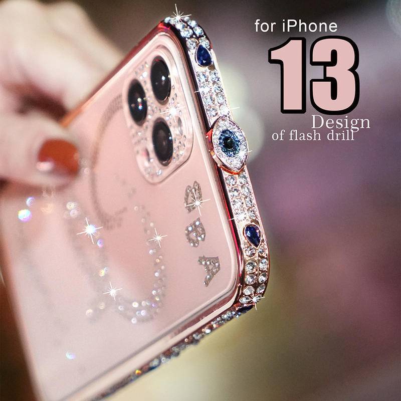 Casing Bumper Case Metal Aksen Berlian Imitasi Untuk iPhone 13 / 12 / 11 Pro MAX / X / XS MAX / XR