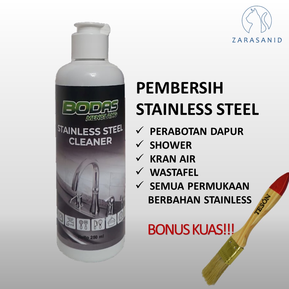 BODAS Pembersih Stainless Steel Cleaner Kran Air Shower Wastafel Alat Dapur ( Bonus Kuas dan Sabut Kawat)