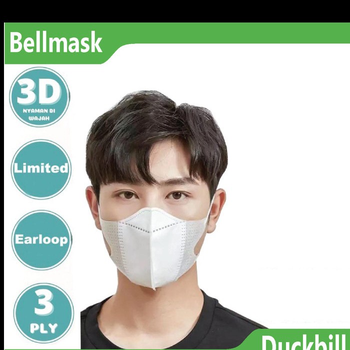 MASKER DUCKBILL 3PLY - 3 PLY - FACE MASK PUTIH HITAM PER PCS