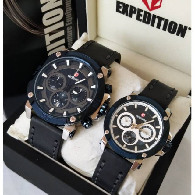 Jam tangan couple 6606 expedition silver blue original