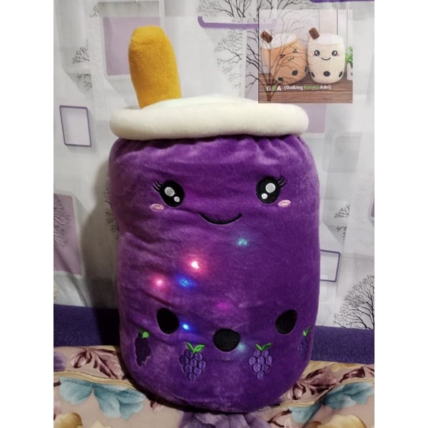 BOBA BONEKA LED UKURAN XL JUMBO WARNA UNGU BERKUALITAS BAHAN HALUS LEMBUT