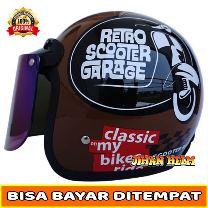 HELM / HELM BOGO / HELM BOGO RETRO JM GARAGE COKLAT TERBARU