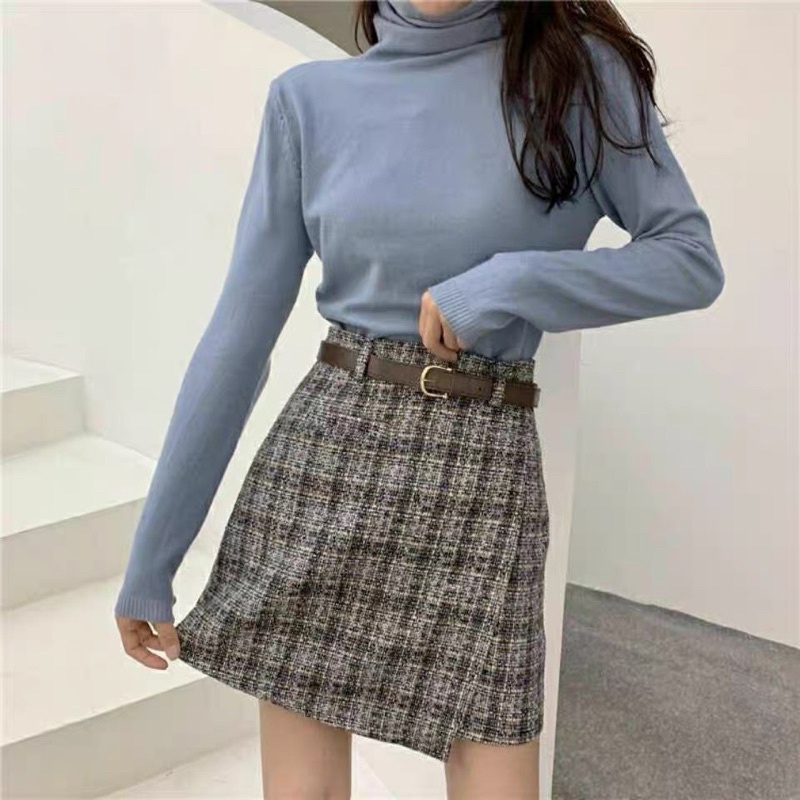 SKIRT MINI IMPORT ROK PENDEK A LINE WANITA FREE BELT MX548