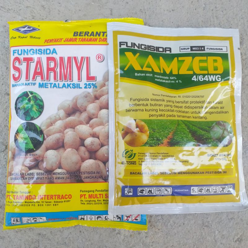 fungisida Sistemik XAMZEB  100 gram plus Starmyl 100 gram Bahan Mankozeb  Plus  Metalaksil