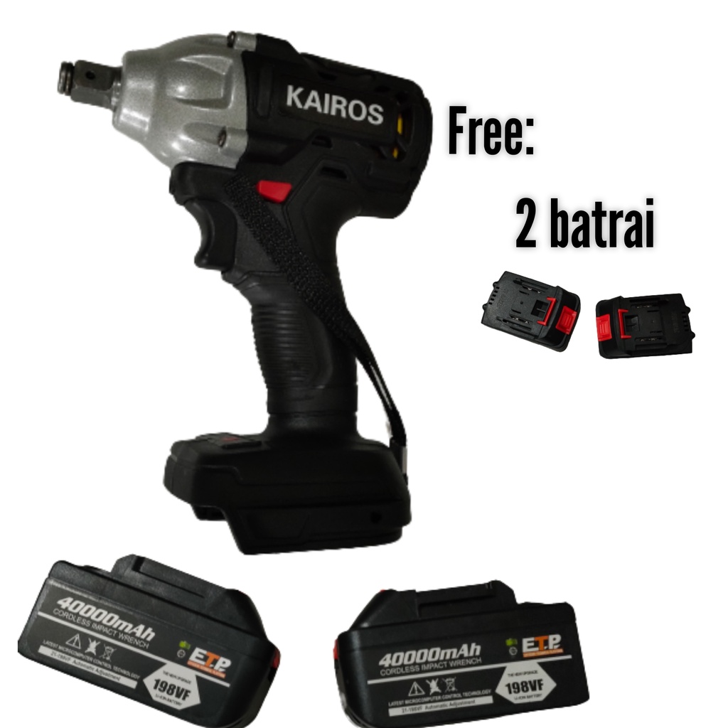 DISKON HARI INI MESIN BOR CORDLESS BATRAI -Cordless Impact Wrench 20 Volt kairos Dua Baterai  4000 MAH SIAP PAKAI FREE 2 BATRAI