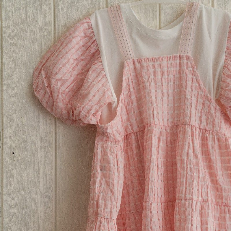Promo !! Setelan Dress anak perempuan/dress simple murah/ setelan webbing baloon dotted import uk 3-8th