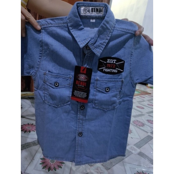 Kemeja Jeans Anak Laki-laki Usia 2-12 tahun dan anak tanggung/kemeja denim anak/Kemeja Anak/Casual Anak (HANYA KEMEJA)