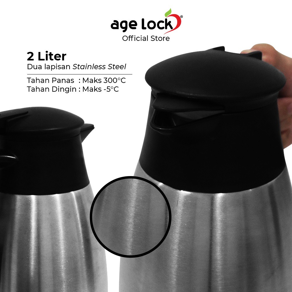 Termos Vacuum 2 Liter AGE LOCK Carafe LTC21 Panas/Dingin Hingga 24JAM