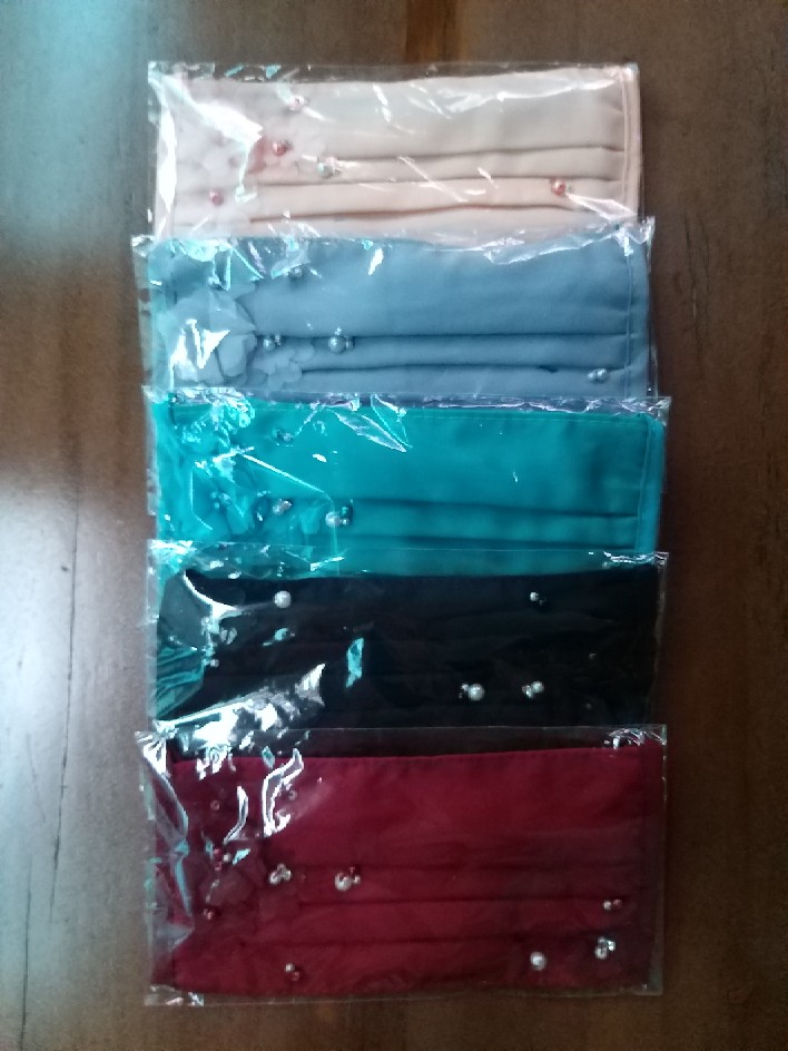 Masker Hijab Headloop Kain Oxford Fashion Organza