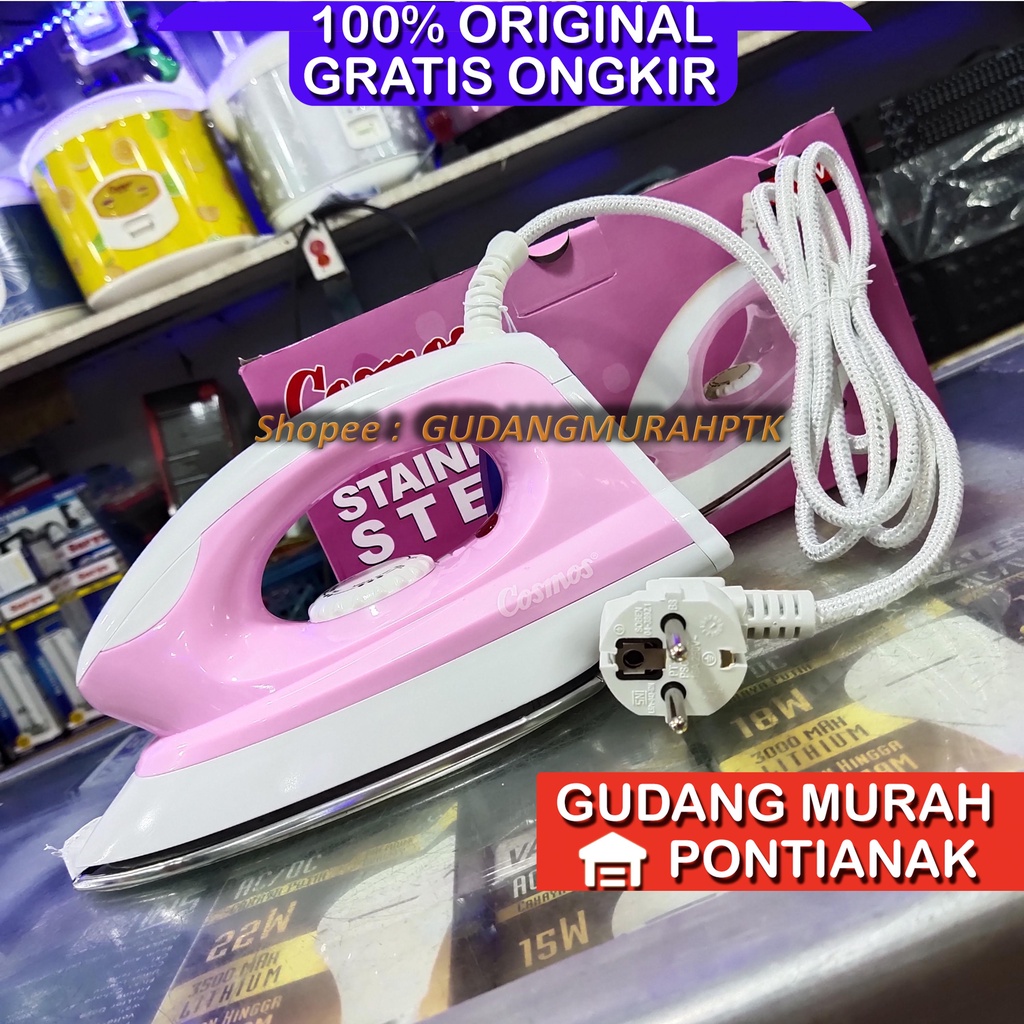 Setrika Listrik Cosmos Stainless Steel CIS 428 / CIS-428 cis428 pink stenles anti lengket