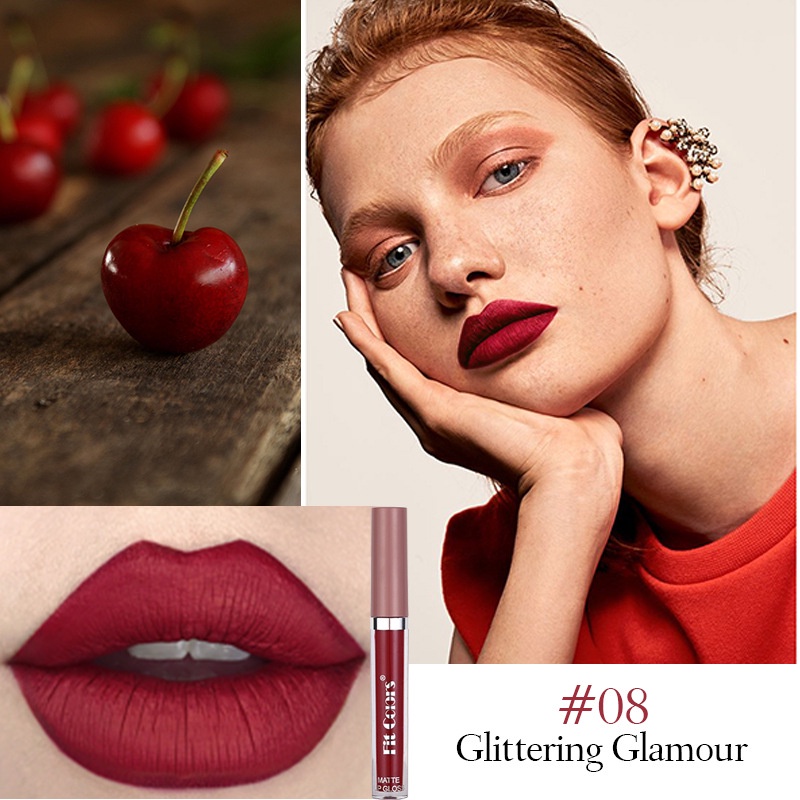 Fit Colors (COD) Matte Lip Cream Lipstick Long Lasting Lipstick Lip Gloss Melting Matte Lip Tint Waterproof And Drable Lipstick Cair Mate Boba Hanasui kosmetik