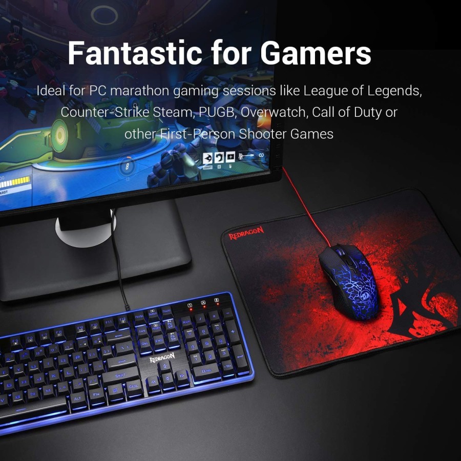 Redragon Gaming Keyboard Mouse Mousepad 3 in 1 Combo - S107