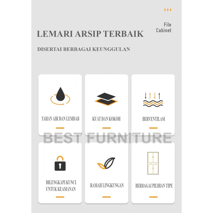 FREE ONGKIR+RAKIT Filing Cabinet Besi Lemari Arsip Kantor