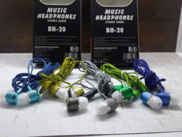 Handsfree Branded BH20 kabel tali sepatu for samsung, xiaomi, Oppo, Vivo, Asus