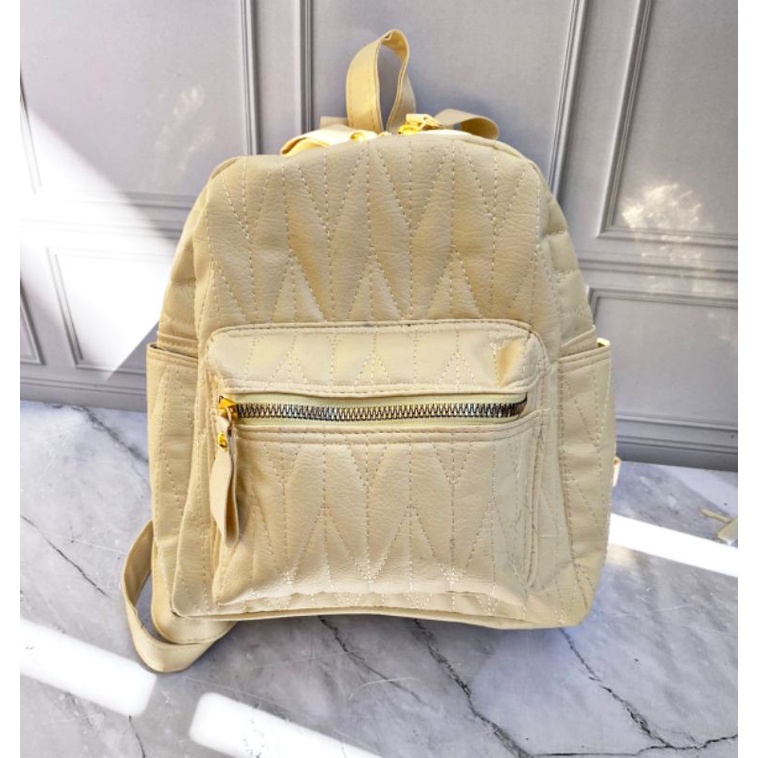 Tas Ransel Mini Elena Multifungsi Tas Bordir 26 x 22-Cream