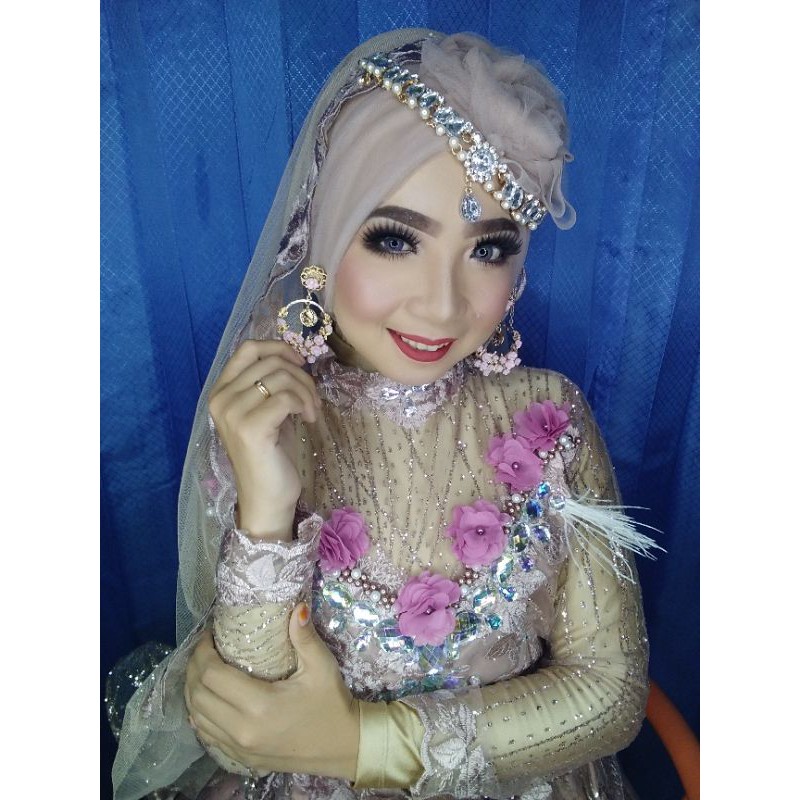 gaun wedding dusty pink