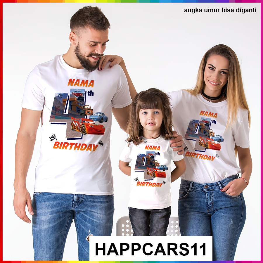 [FREE NAMA!!] Baju Kaos COUPLE  ANAK DAN DEWASA CARS BANYAK MOTIF