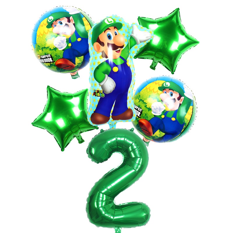 6pcs/set Game Super Mario Bros Balon Figurine Luigi Princess Model Angka Balon Dekorasi Festival