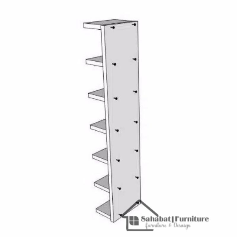 Rak dinding tempel pojok 7 susun tinggi 100 cm dan 80 cm
