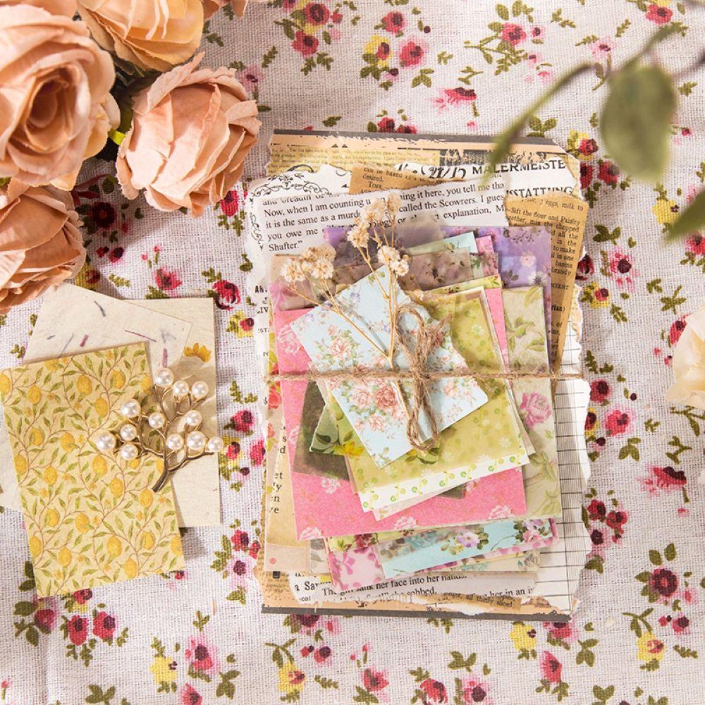 Solighter 30Sheets Bahan Paper Diary Album Scrapbooking Vintage Flower Town Series