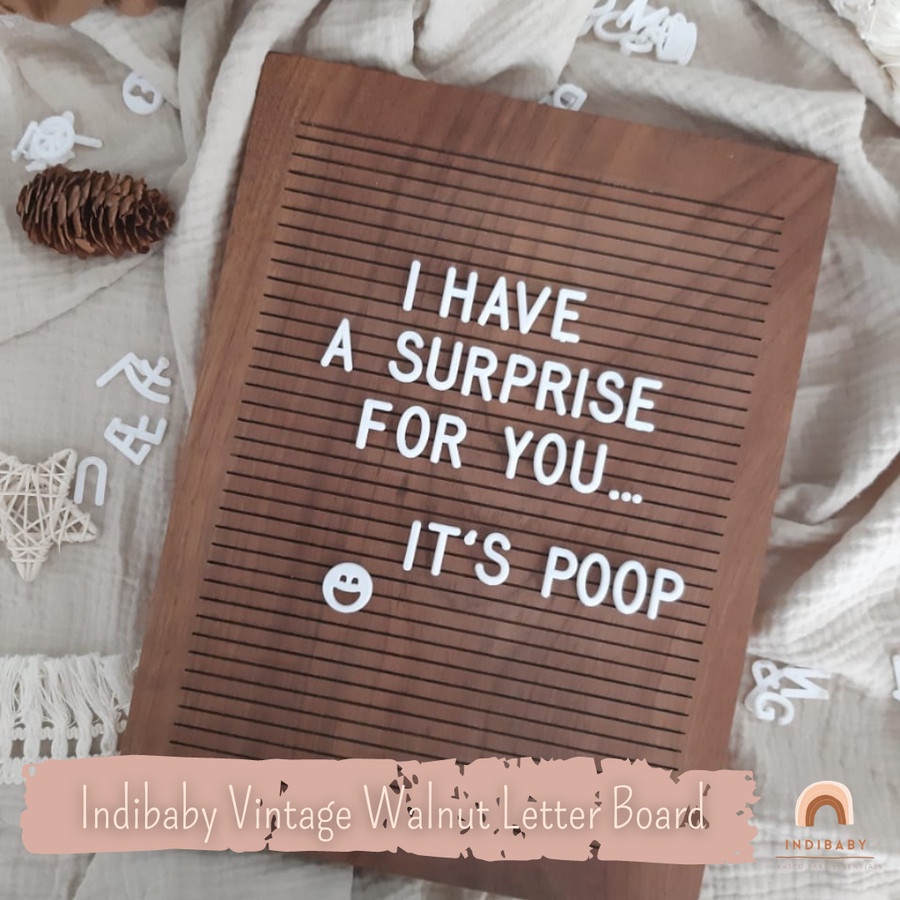 Indibaby Vintage Walnut Letter Board | Papan Nama