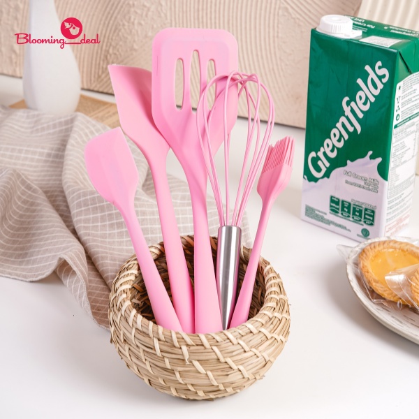 Baking Prop Spatula Silikon Set Alat Masak 5 in 1 Sutil Kuas Silikon Tahan Panas