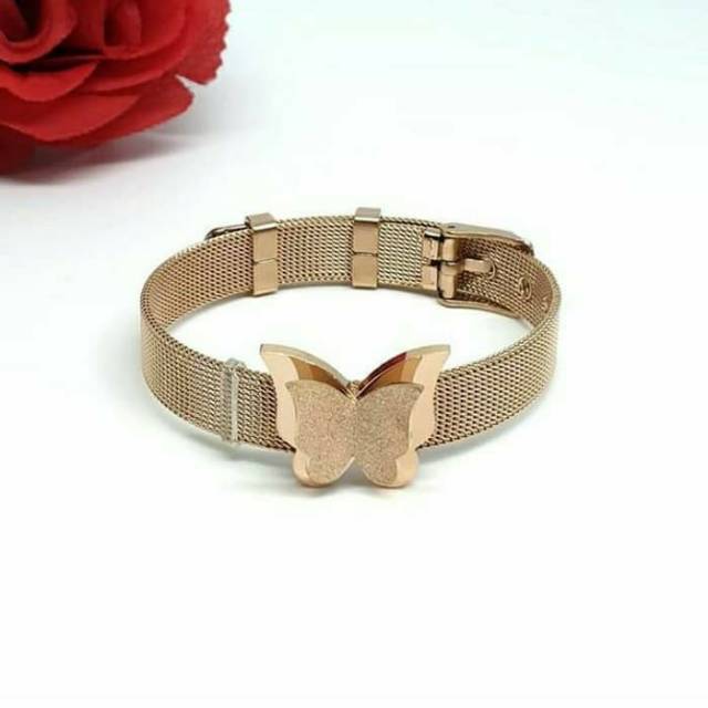 Gelang fashion rantai jam bangle kupu kupu
titanium Rs03321