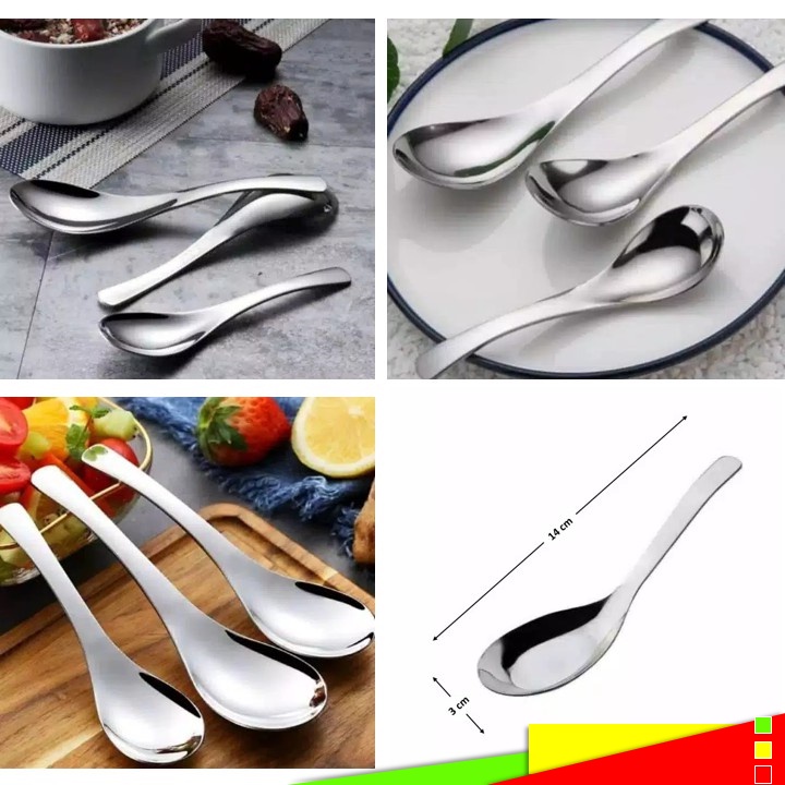 Sendok Bebek / Sendok Sup / Sendok Kuah Kecil Stainless Tebal 1 Lusin