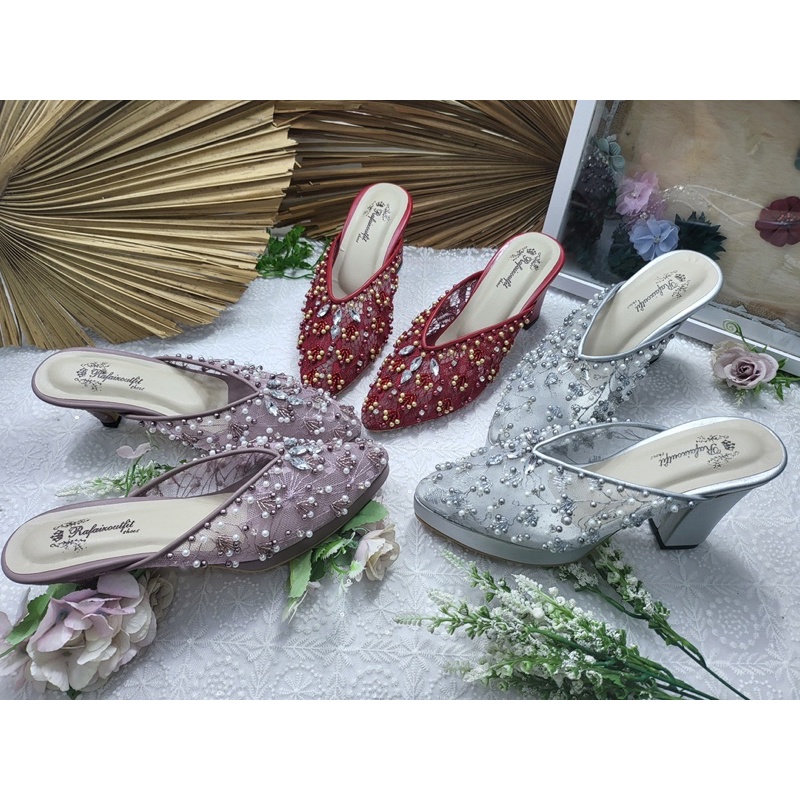 sepatu wedding Marisa mauve tinggi 7cm