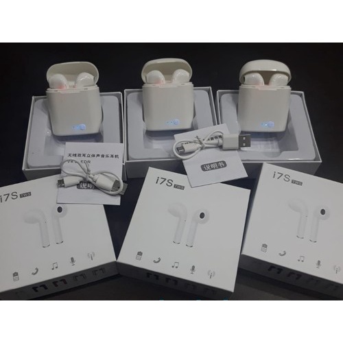 i7s Earphone Headset Bluetooh i7S tws ori 99 pair 1 1 - putih Semua Hp Bisa Android