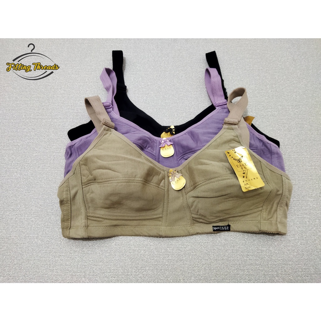 BH Busa Tipis Tanpa Kawat Polos Jumbo ESSE / Bra Sport Wanita Dewasa Kait 3 Bigsize ESSE