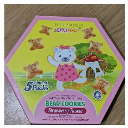 

Biskitop Bear Strawberry Biscuit 6pcs x 100gr / Biscuit anak / Snack anak