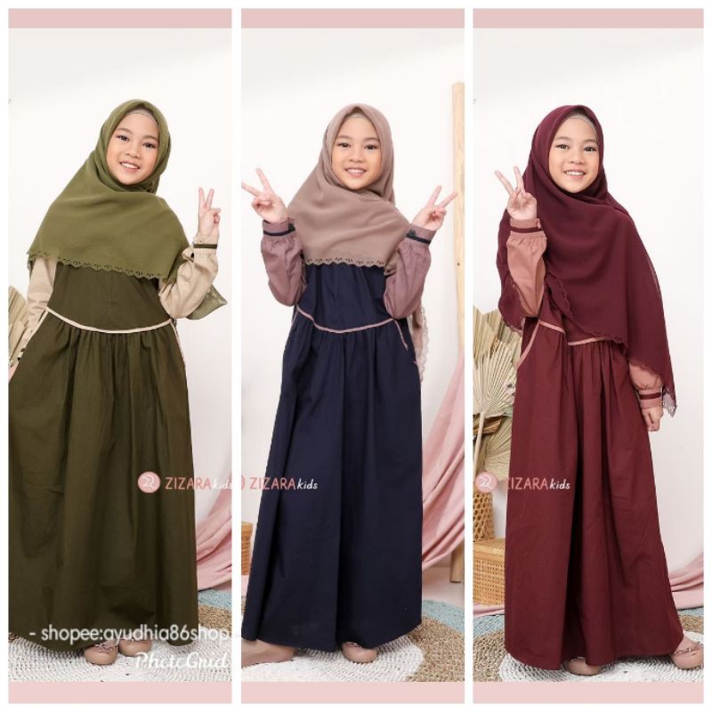 GAMIS ANAK NAVY | GAMIS ANAK MARUN | GAMIS ANAK ARMY| GAMIS ANAK AUFA DRESS ZIZARA