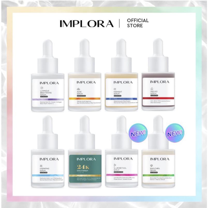 Implora Face Serum Luminous Bright Serum Acne Peeling Midnight Serum | Implora Serum Wajah