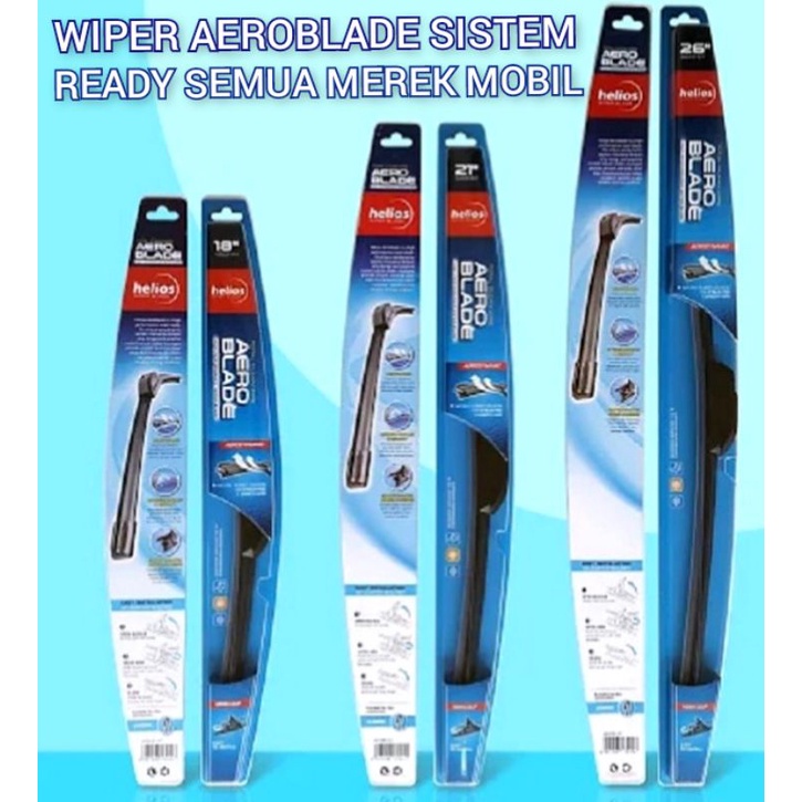 WIPER - MOBIL - AERODINAMIS - SISTEM - HELIOS / PEMBERSIH KACA MOBIL SISTEM TEBARU / WIPER HELIOS AEROBLADE