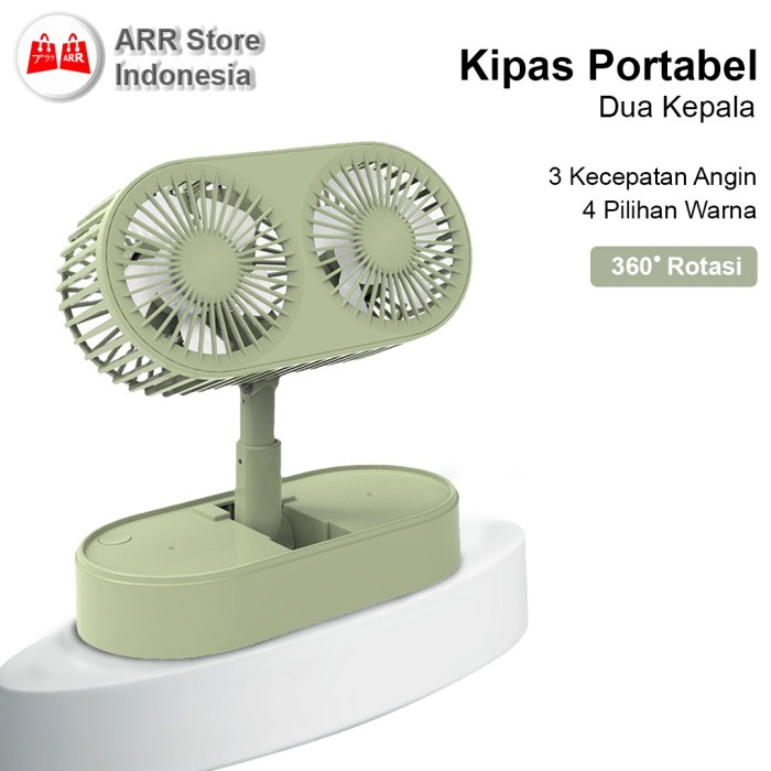 Kipas Angin Portable Mini 3 Speed Kipas Angin Meja USB 2 Kepala