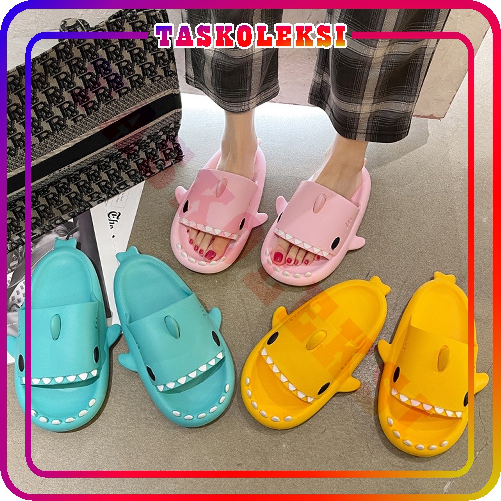 ☛TK☚ Sandal Slip On Wanita Karakter Hiu Dewasa Korean Style Sendal Anti Slip Ringan R793