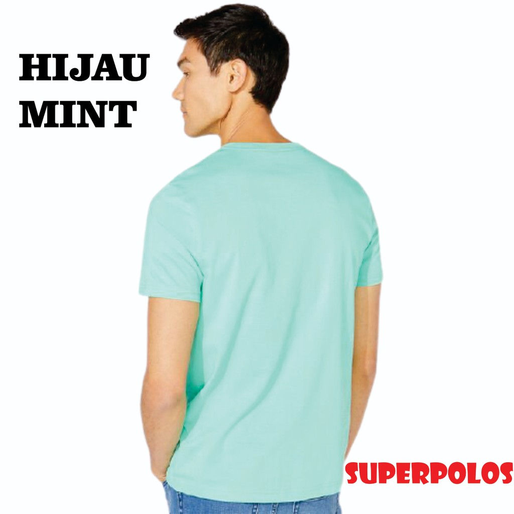 HIJAU MINT PENDEK KAOS POLOS COMBED 30s KATUN PRIA & WANITA - PLS