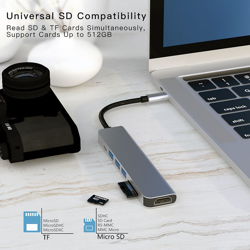 USB Type C HUB 7 in 1 High Speed Adapter Dock Station to USB 3.0 Adaptor TF SD Card Reader PD Fast HDMI CHARGER USB TYPE C