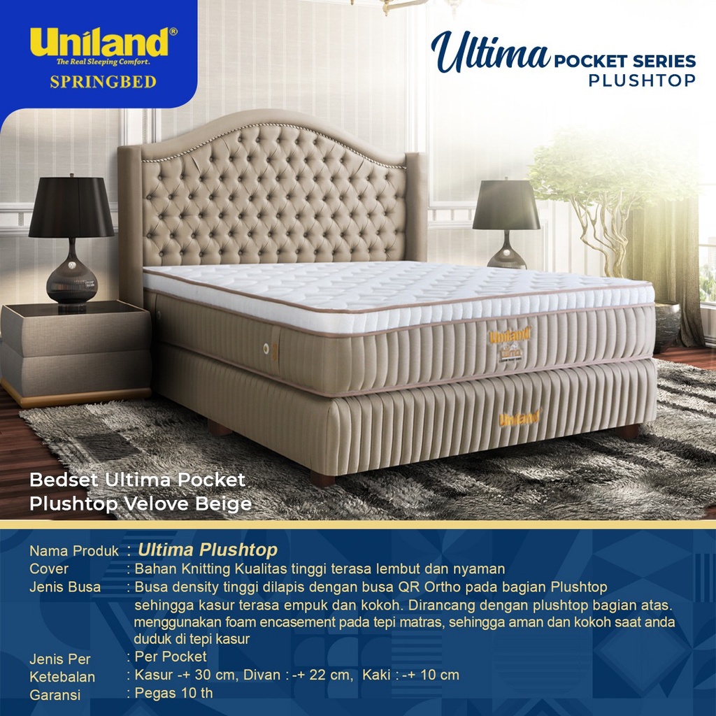 SPRING BED UNILAND /ULTIMA PLUSH TOP POCKET  / UNILAND FULL SET/PROMO MURAH/FURNITURE DEPOK/JAKARTA/