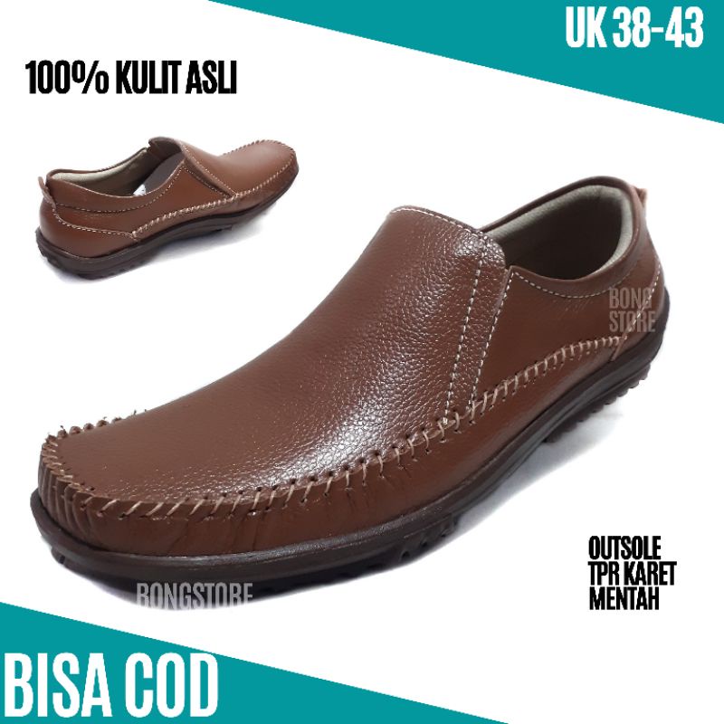 sepatu pria kasual slip on sepatu pria mokasin kulit sepatu gloripy kasual sepatu pria kulit asli