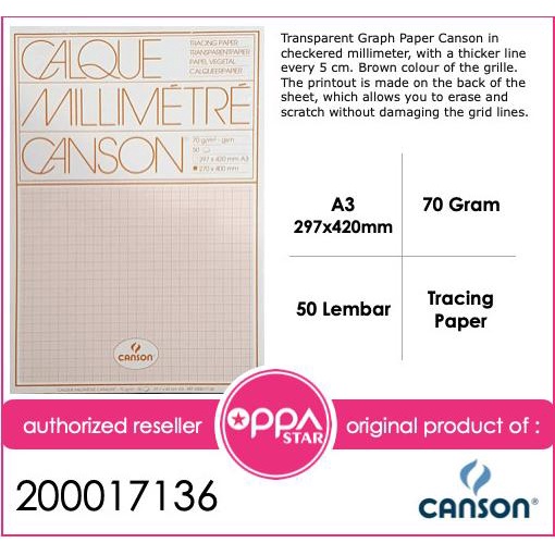 

Canson Calque Millimetre Tracing Paper A3 50s 70g - 200017136 ---READY---