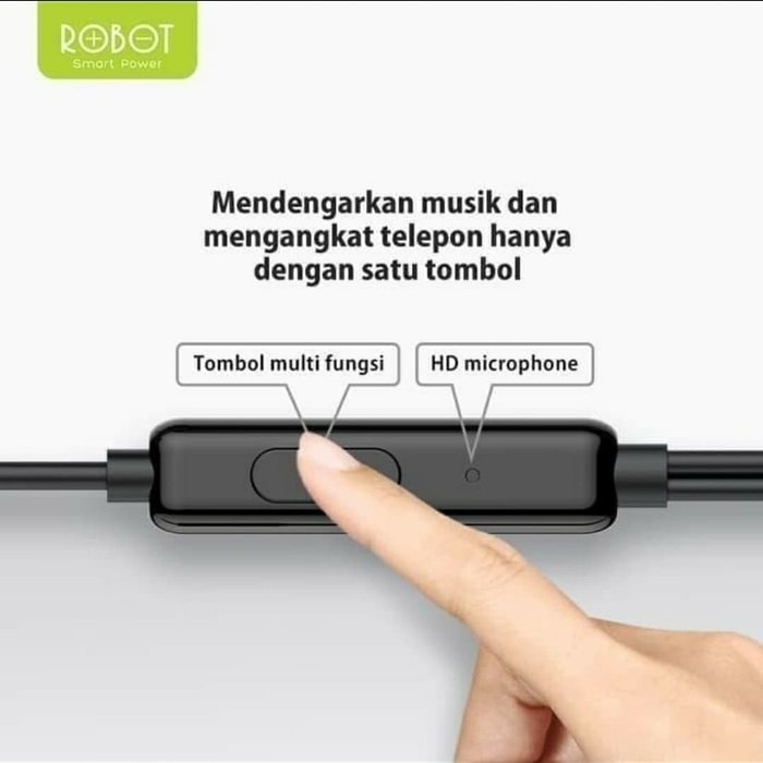 HEADSET ROBOT RE10 BASS - HANDSFREE ROBOT RE10 AUDIO JACK 3.5MM SUPER FULL BASS -D2