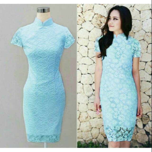Dress Midi/Mini/Gaun Full Brukat/Brokat/Lace Shanghai Modern Simple Cantik Elegant Party/Pesta